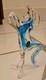 Vintage Murano Figure Horse Hand Blown Clear Glass Blue Stripe 9 Made In Italy