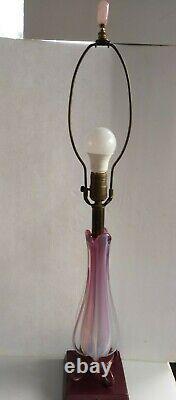 Vintage Murano Fratelli Toso Lamp Hand Blown Pink Opalescent Glass