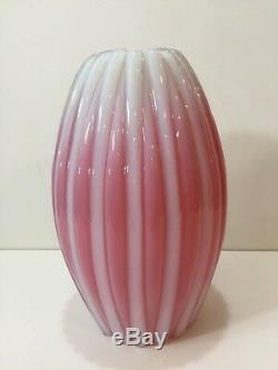 Vintage Murano Galliano Ferro Art Glass Table Lamp Opaline Pink Vase, 12 Tall