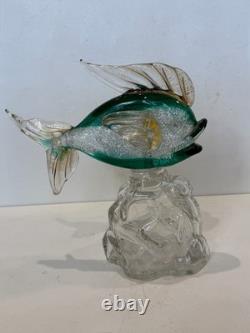 Vintage Murano Girolamo Luxardo Green Art Glass Fish Decanter Italy 10.25