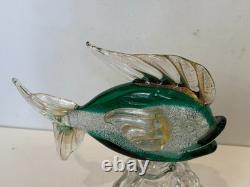 Vintage Murano Girolamo Luxardo Green Art Glass Fish Decanter Italy 10.25