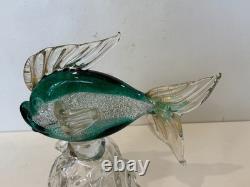 Vintage Murano Girolamo Luxardo Green Art Glass Fish Decanter Italy 10.25