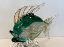 Vintage Murano Girolamo Luxardo Green Art Glass Fish Decanter Italy 10.25