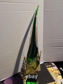 Vintage Murano Glass Bird Sculpture Hand Blown Large Bird Polished Bottom 15in