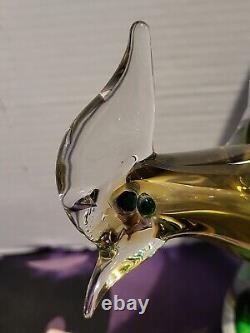 Vintage Murano Glass Bird Sculpture Hand Blown Large Bird Polished Bottom 15in