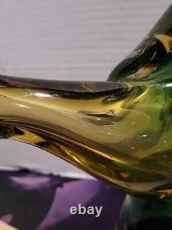 Vintage Murano Glass Bird Sculpture Hand Blown Large Bird Polished Bottom 15in