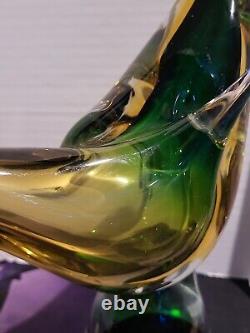 Vintage Murano Glass Bird Sculpture Hand Blown Large Bird Polished Bottom 15in