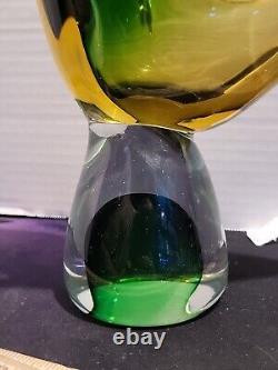 Vintage Murano Glass Bird Sculpture Hand Blown Large Bird Polished Bottom 15in