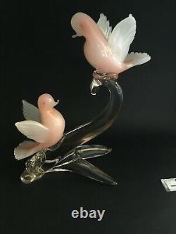 Vintage Murano Glass Birds On Branch