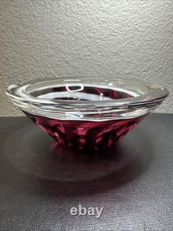 Vintage Murano Glass Bowl White Purple Adventurine Swirl by Carlo Moretti Italy