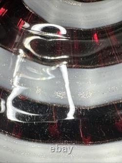 Vintage Murano Glass Bowl White Purple Adventurine Swirl by Carlo Moretti Italy