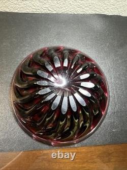 Vintage Murano Glass Bowl White Purple Adventurine Swirl by Carlo Moretti Italy
