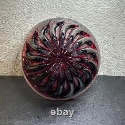 Vintage Murano Glass Bowl White Purple Adventurine Swirl by Carlo Moretti Italy