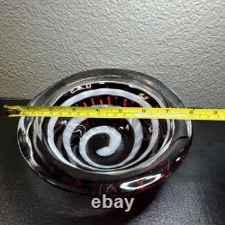 Vintage Murano Glass Bowl White Purple Adventurine Swirl by Carlo Moretti Italy