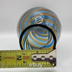 Vintage Murano Glass Cane Striped Vase Blue Black Brown Excellent 8 Hand blown