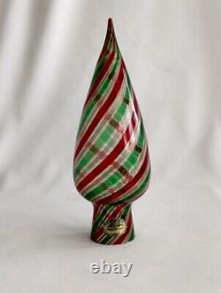 Vintage Murano Glass Christmas Tree Topper Gold Dust Red Green Swirl New