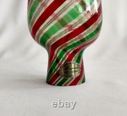 Vintage Murano Glass Christmas Tree Topper Gold Dust Red Green Swirl New