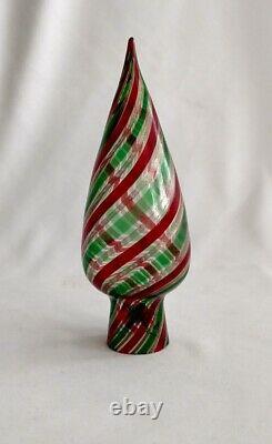 Vintage Murano Glass Christmas Tree Topper Gold Dust Red Green Swirl New