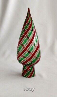 Vintage Murano Glass Christmas Tree Topper Gold Dust Red Green Swirl New