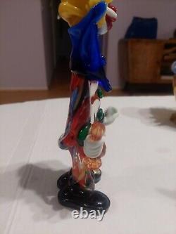 Vintage Murano Glass Clown Holding Bottle Heavy Hand Blown Glass