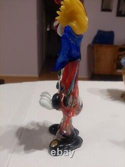 Vintage Murano Glass Clown Holding Bottle Heavy Hand Blown Glass