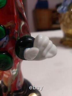 Vintage Murano Glass Clown Holding Bottle Heavy Hand Blown Glass