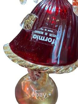 Vintage Murano Glass Crimson Red & Aventurine Goldoni Couple