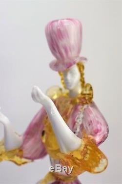 Vintage Murano Glass Dancer figurines Pink swirl color Venetian glass 14