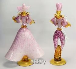 Vintage Murano Glass Dancer figurines Pink swirl color Venetian glass 14