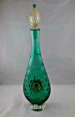 Vintage Murano Glass Decanter And Stopper With Applied Lion Head And Berries