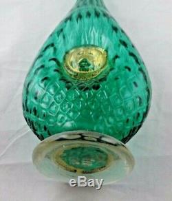 Vintage Murano Glass Decanter And Stopper With Applied Lion Head And Berries