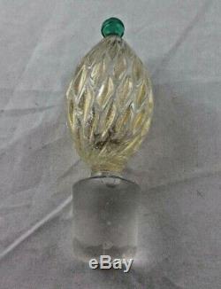 Vintage Murano Glass Decanter And Stopper With Applied Lion Head And Berries