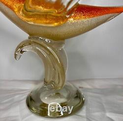 Vintage Murano Glass Goose in Flight Orange Gold and White 15 Long
