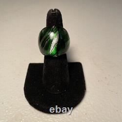 Vintage Murano Glass Hand-Blown Foiled Art Glass Domed Abstract Art Ring Sz 6.5