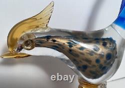 Vintage Murano Glass Hand blown Blue and Gold Roadrunner