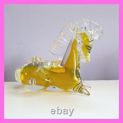 Vintage Murano Glass Lying Horse Figurine Italy Venezia Hand Blown Infused