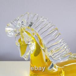 Vintage Murano Glass Lying Horse Figurine Italy Venezia Hand Blown Infused