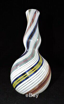 Vintage Murano Glass Mezza Filigrana Vase By Dino Martens # 9764