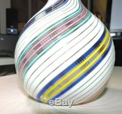Vintage Murano Glass Mezza Filigrana Vase By Dino Martens # 9764