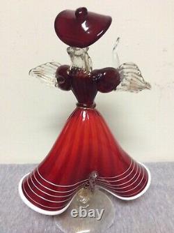 Vintage Murano Glass Red & Gold Aventurine Dancing Couple Figurines