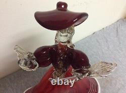 Vintage Murano Glass Red & Gold Aventurine Dancing Couple Figurines