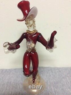 Vintage Murano Glass Red & Gold Aventurine Dancing Couple Figurines