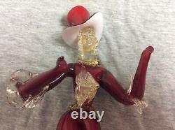 Vintage Murano Glass Red & Gold Aventurine Dancing Couple Figurines