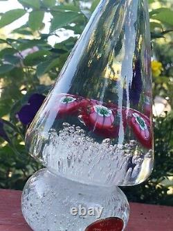 Vintage Murano Glass Red Green Purple Swirling Flower Twist Christmas Tree 6.75