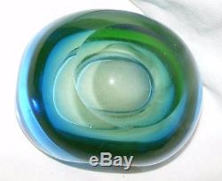 Vintage Murano Glass Sommerso Geode Bowl Blue Green 1960's 1970's