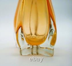 Vintage Murano Glass Swung Vase, 1960s, Orange/Red Amberina Color Hand-Blown