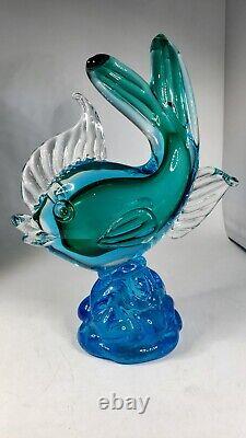 Vintage Murano Glass figurine sculpture Large Fish blue green