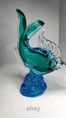 Vintage Murano Glass figurine sculpture Large Fish blue green