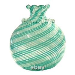 Vintage Murano Green Swirl Handblown Art Glass Vase (Attr. Dino Martens)
