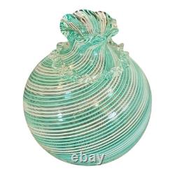Vintage Murano Green Swirl Handblown Art Glass Vase (Attr. Dino Martens)